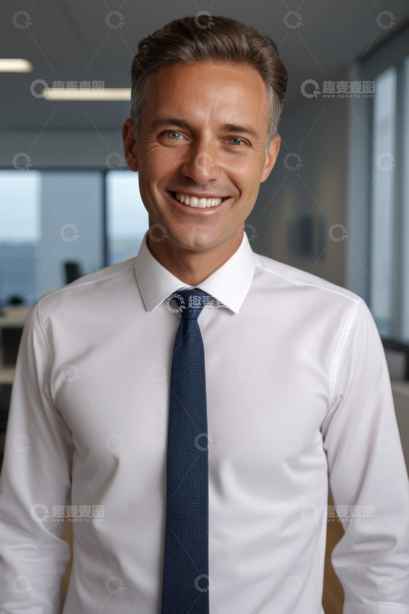 高清大图下载【趣麦麦图】商务男士办公室微笑特写