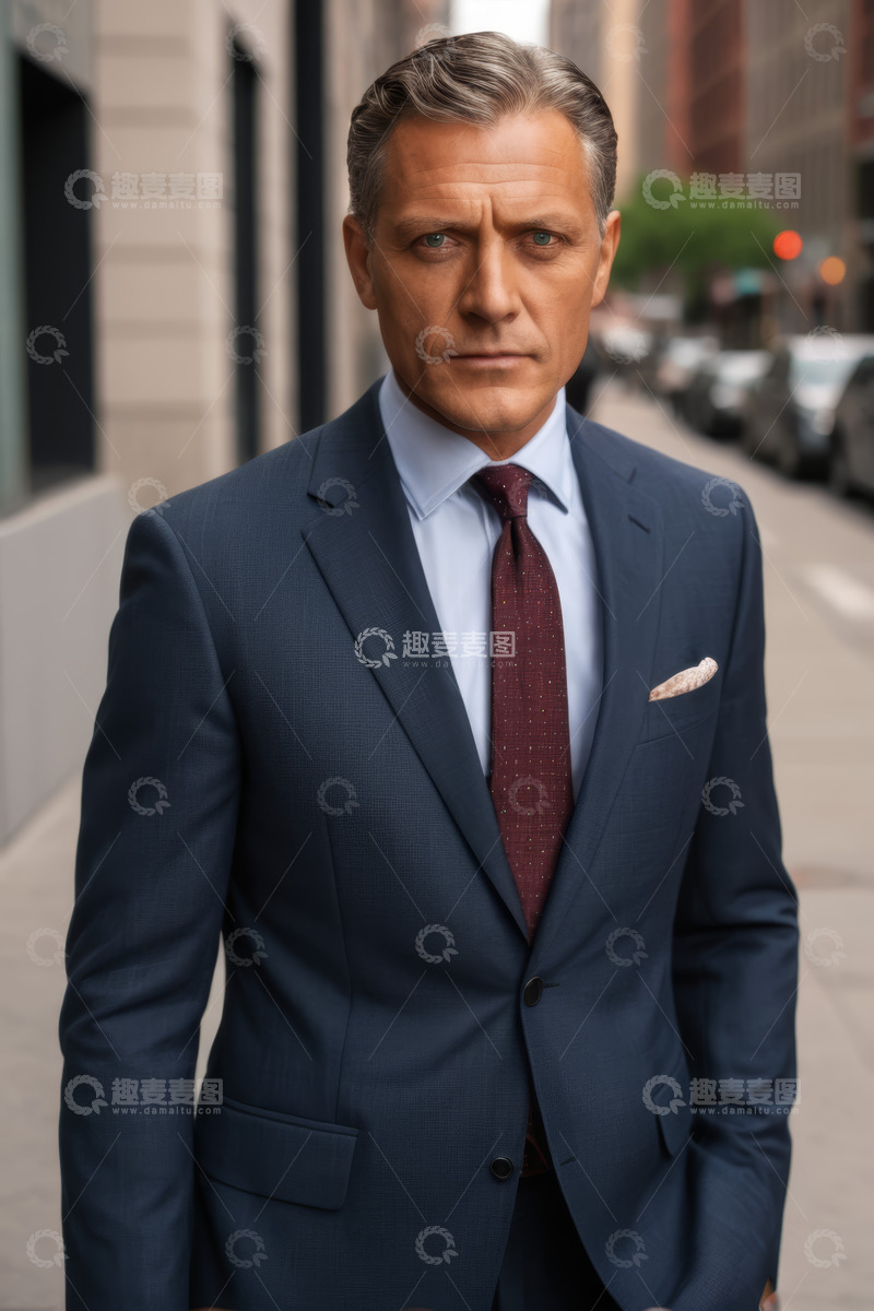 高清大图下载【趣麦麦图】身着西装的商务男士街头形象
