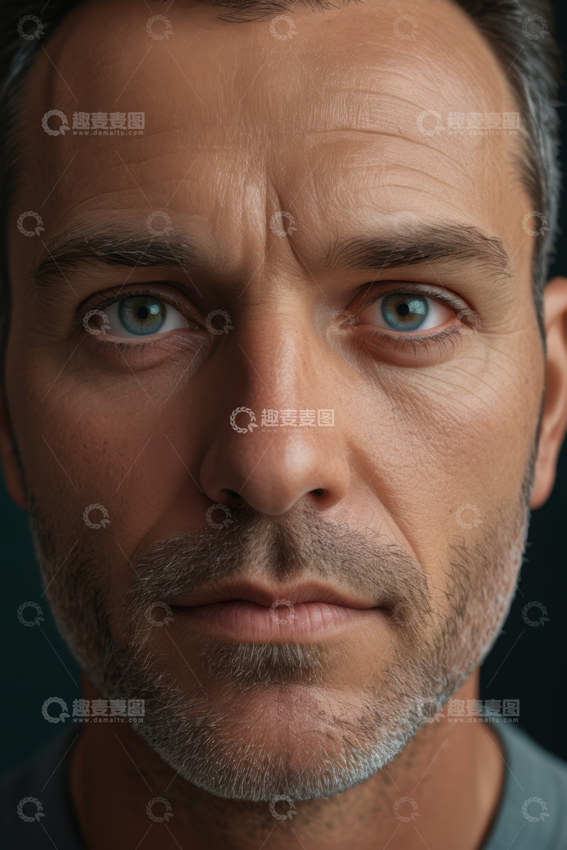 高清大图下载【趣麦麦图】成年男子面部特写肖像