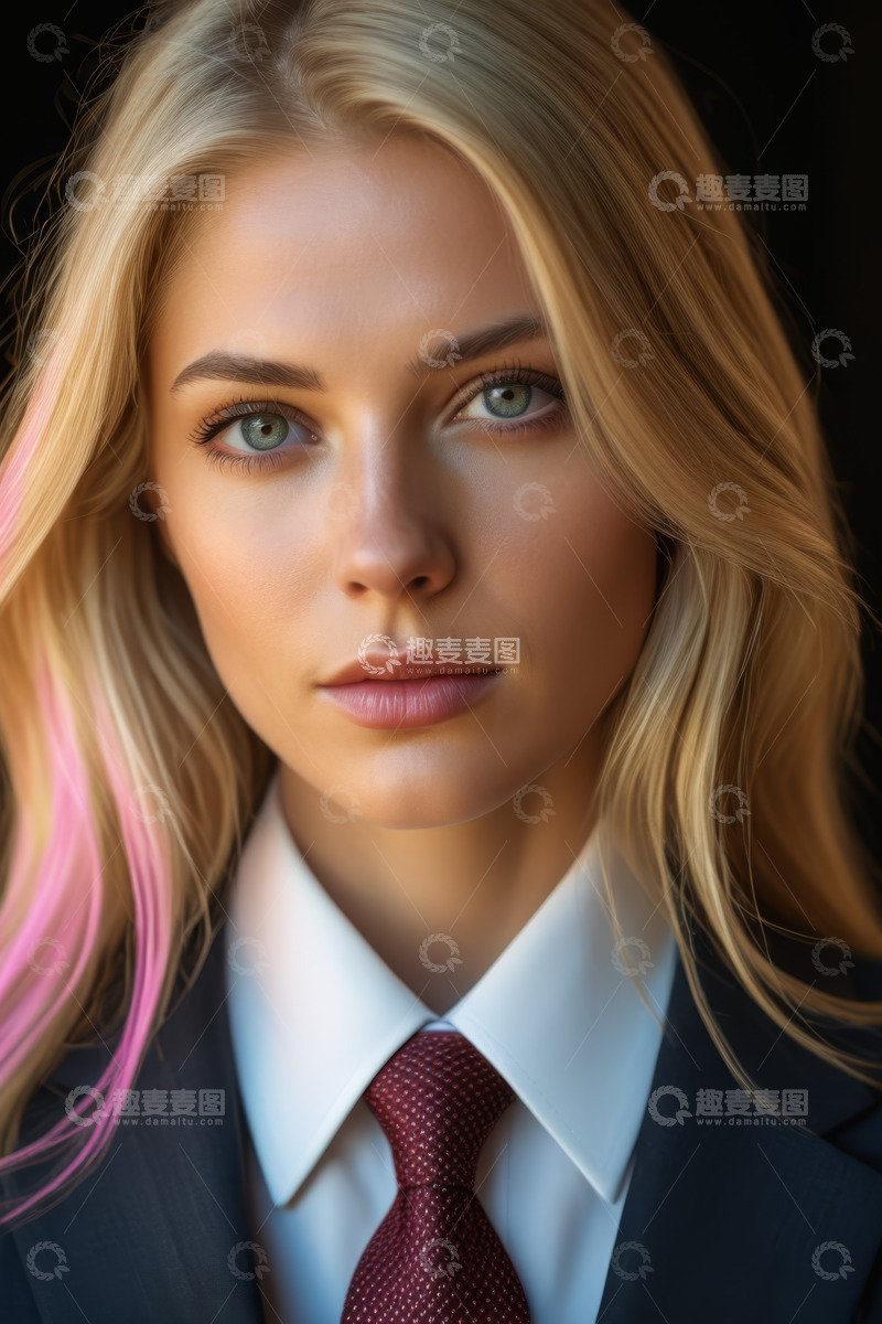 高清大图下载【趣麦麦图】金发职业女性肖像特写