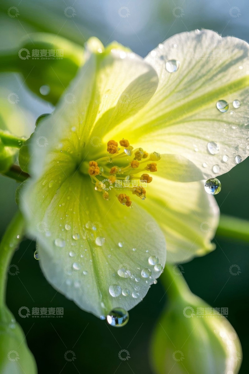 高清大图下载【趣麦麦图】带水珠的白色花朵特写