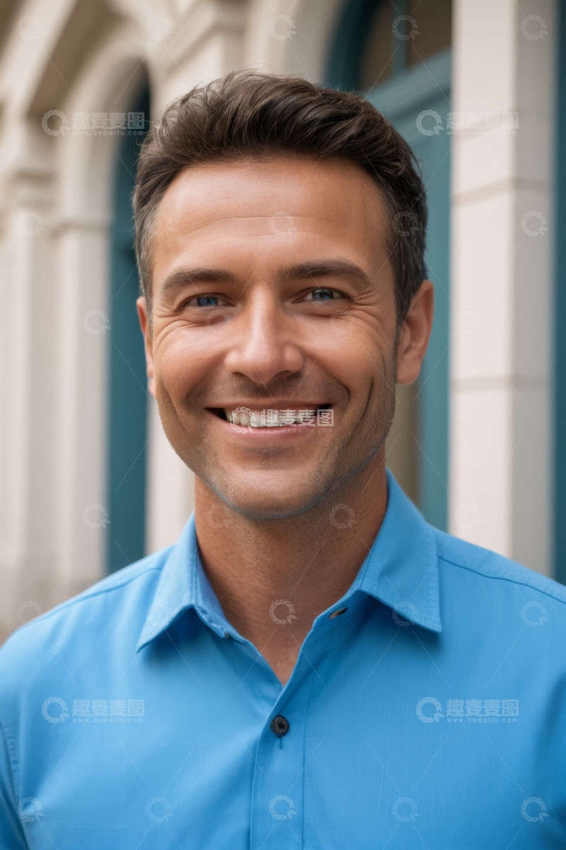 高清大图下载【趣麦麦图】户外微笑男子肖像