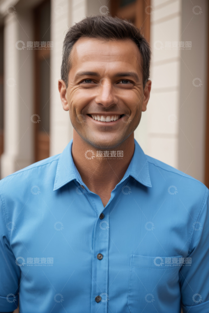 高清大图下载【趣麦麦图】户外微笑男士肖像