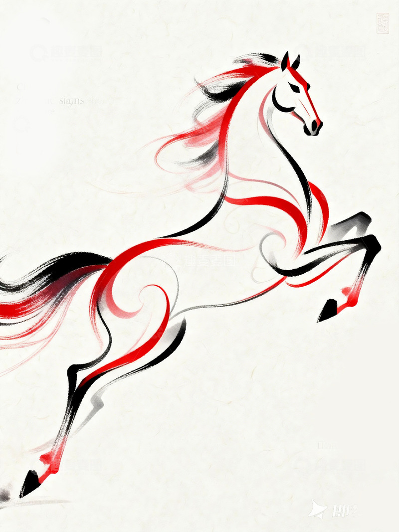 高清大图下载【趣麦麦图】水墨画跃马艺术画作