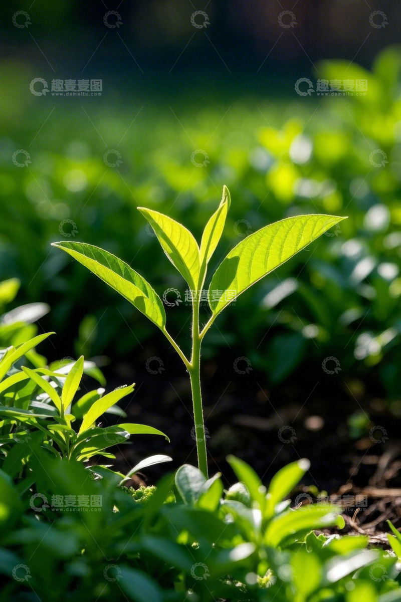 高清大图下载【趣麦麦图】阳光下嫩绿植物特写