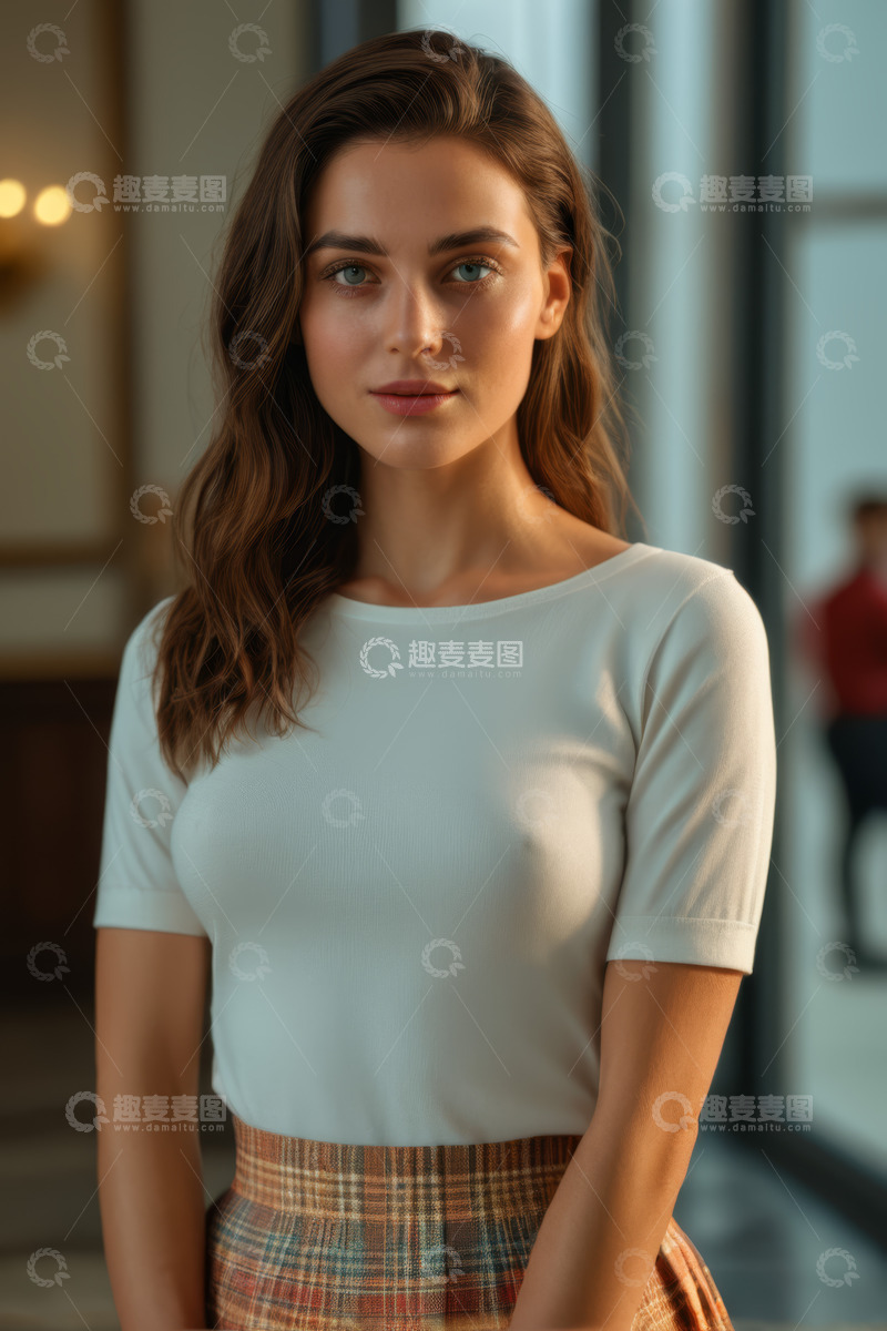 高清大图下载【趣麦麦图】年轻女子室内半身肖像