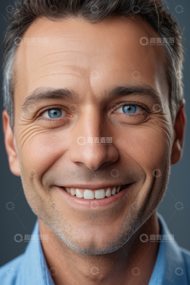 高清大图下载【趣麦麦图】微笑男人面部特写肖像