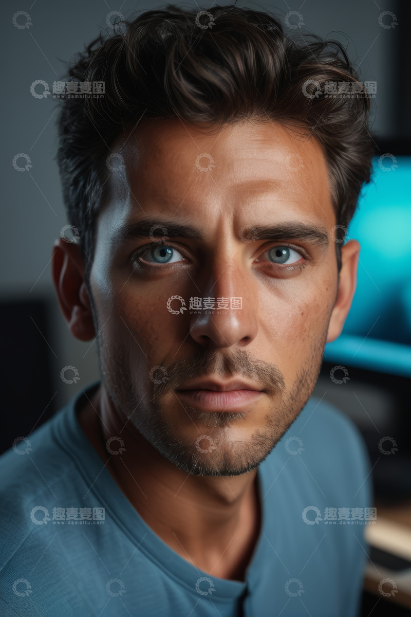 高清大图下载【趣麦麦图】年轻男子面部特写