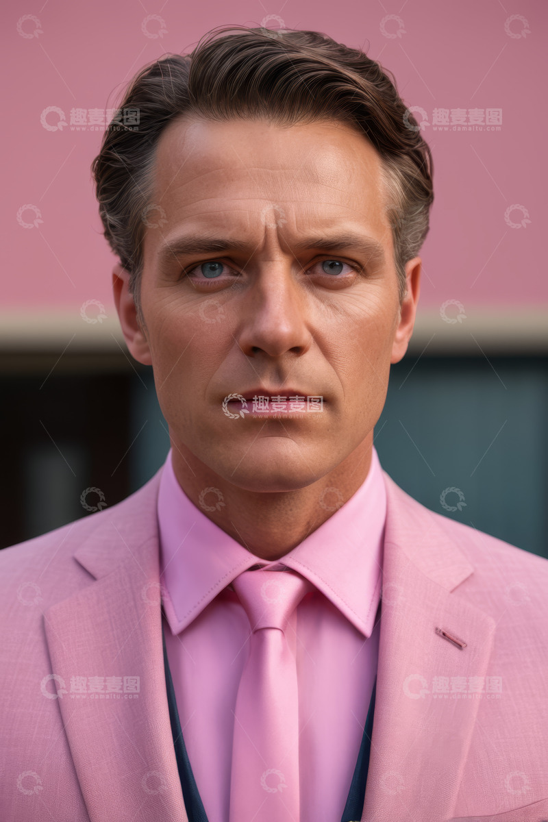 高清大图下载【趣麦麦图】身着粉色西装的男士特写