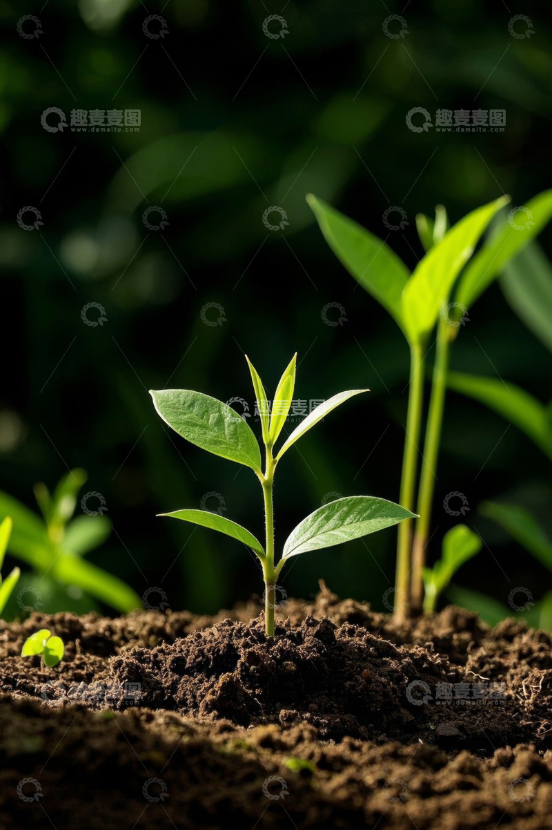 高清大图下载【趣麦麦图】破土而出的嫩绿植物