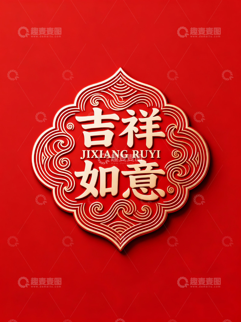 高清大图下载【趣麦麦图】红色吉祥如意图案设计素材