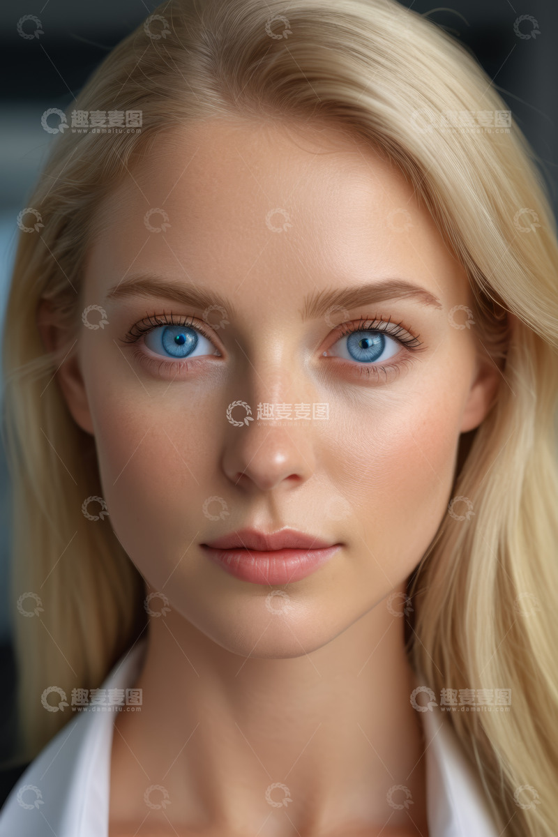 高清大图下载【趣麦麦图】金发蓝眼女子面部特写