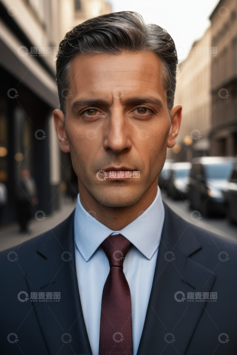 高清大图下载【趣麦麦图】街道上穿着西装的男士肖像