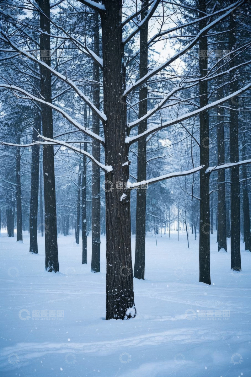 高清大图下载【趣麦麦图】冬日雪覆森林景象
