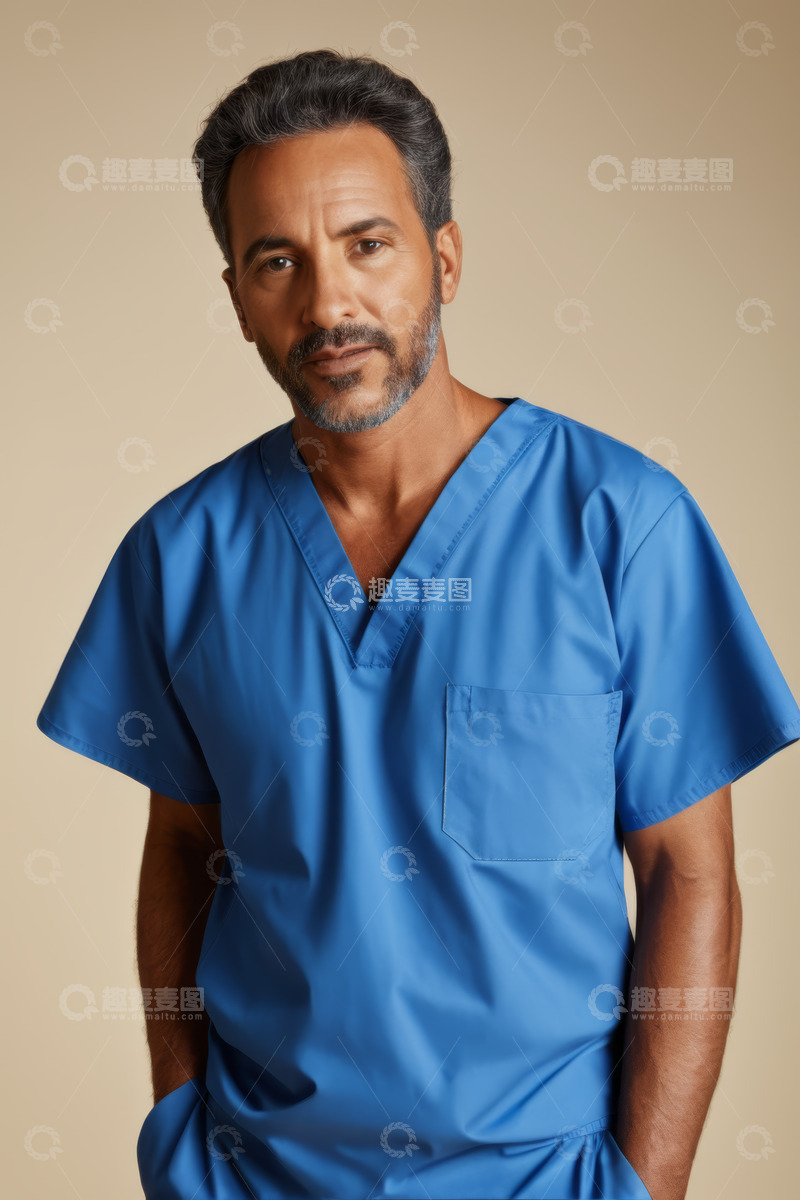 高清大图下载【趣麦麦图】身着手术服的男性医护人员