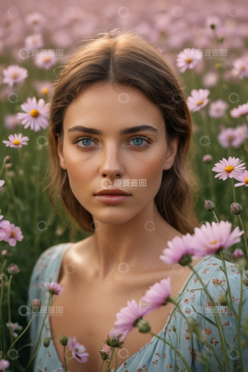 高清大图下载【趣麦麦图】花丛中美丽女子肖像