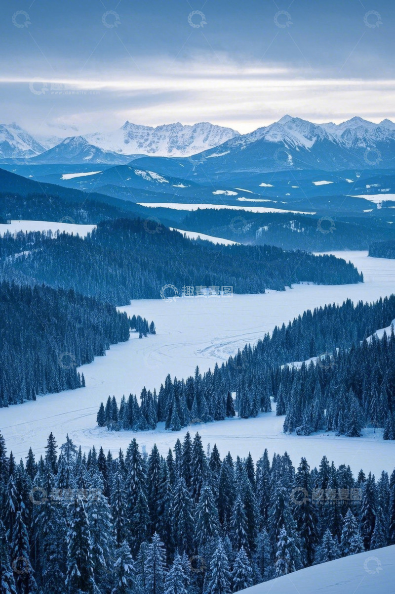 高清大图下载【趣麦麦图】雪山森林雪景自然风光