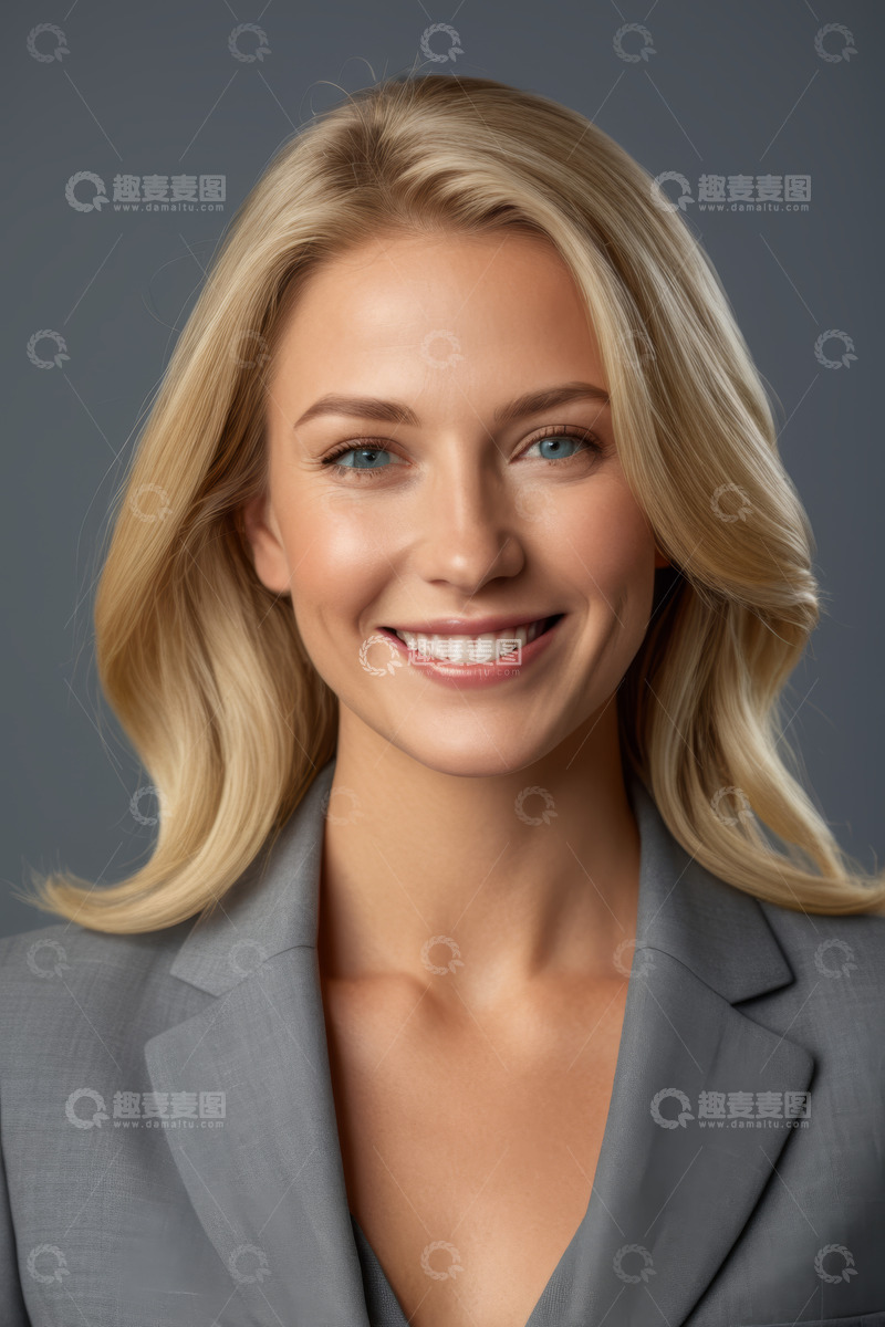 高清大图下载【趣麦麦图】微笑金发商务女性肖像
