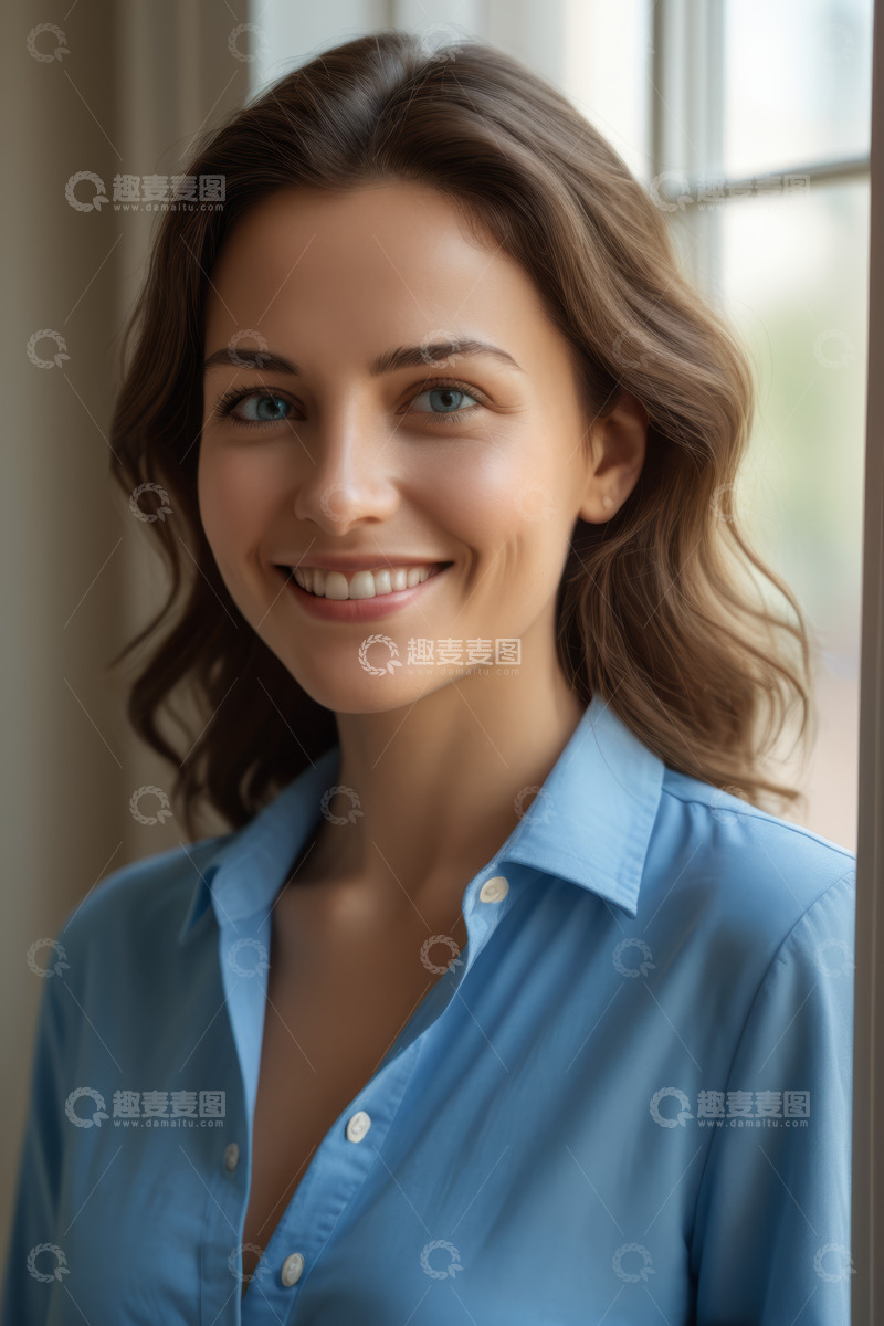 高清大图下载【趣麦麦图】微笑女子肖像特写