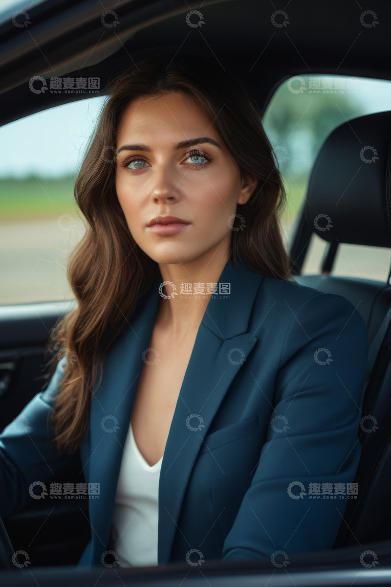高清大图下载【趣麦麦图】车内女性司机特写