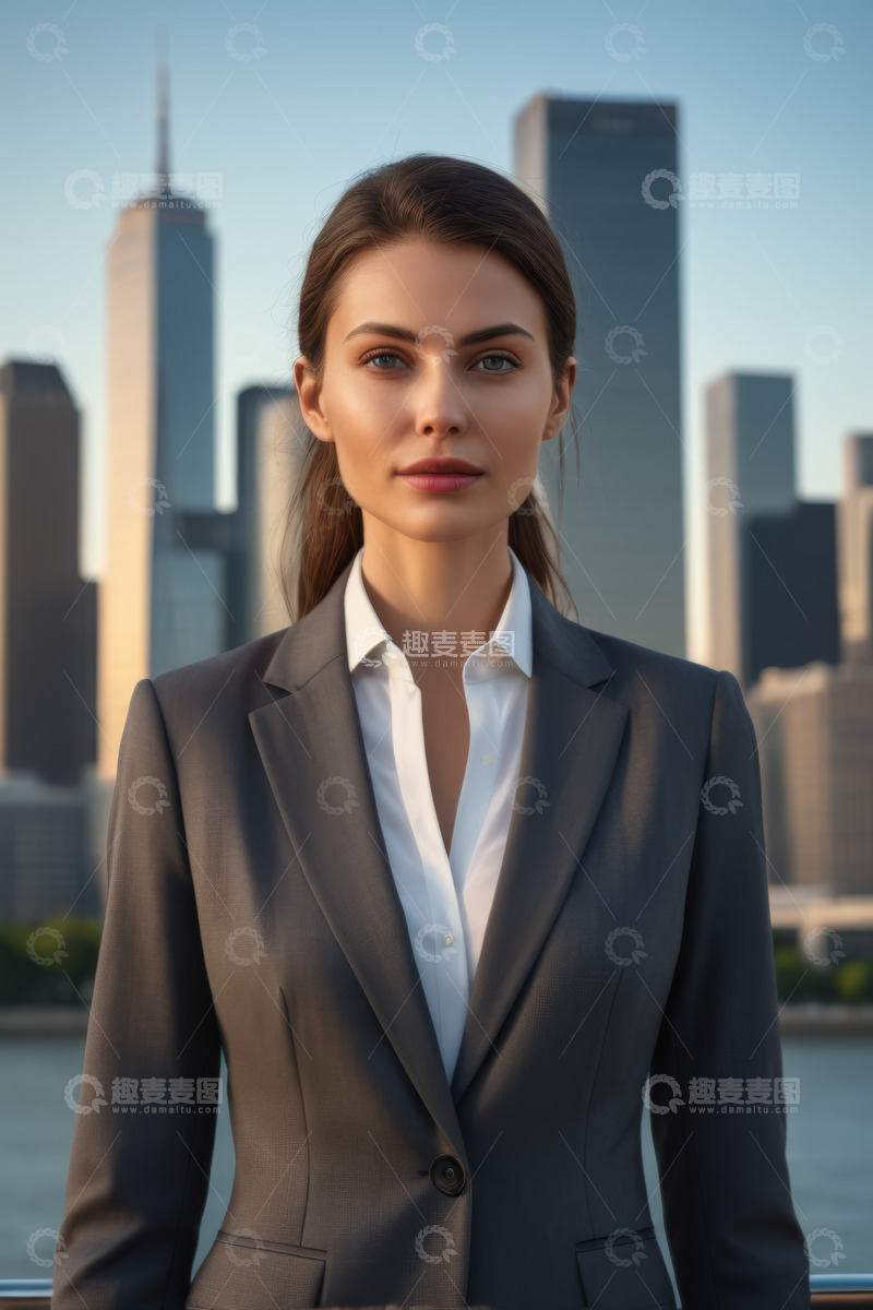 高清大图下载【趣麦麦图】身着正装的女性与城市背景