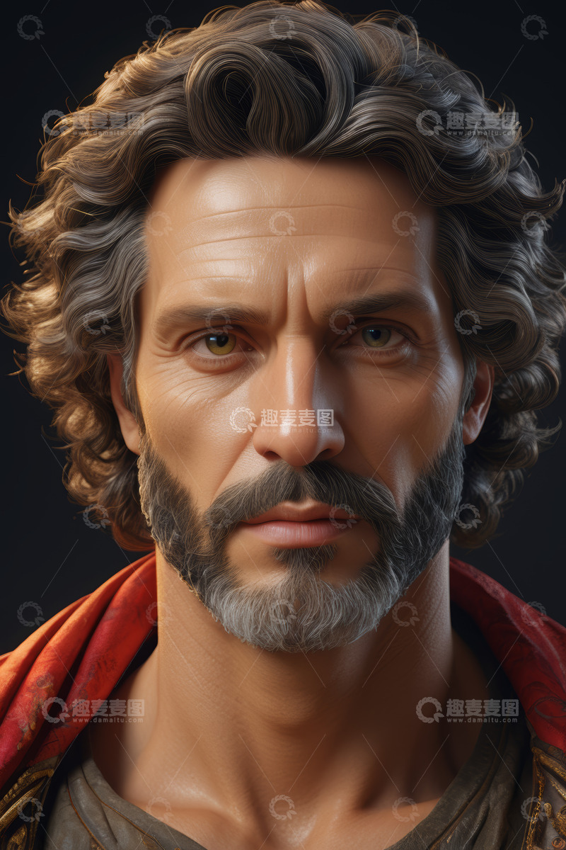 高清大图下载【趣麦麦图】卷发络腮胡男子肖像