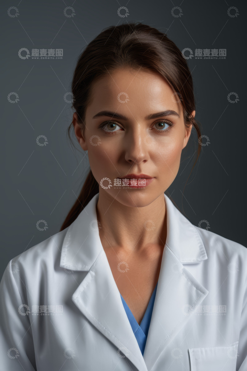 高清大图下载【趣麦麦图】穿白大褂的女性医生肖像