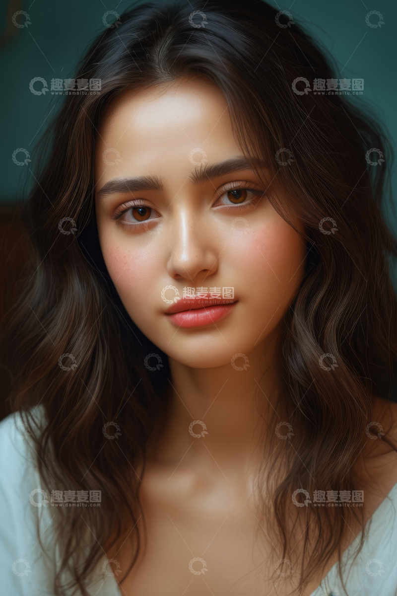 高清大图下载【趣麦麦图】美丽女子面部特写人像素材
