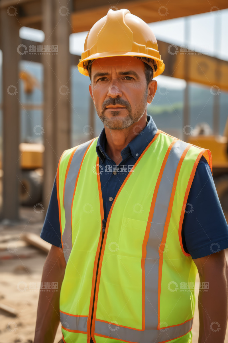 高清大图下载【趣麦麦图】工地男性工程师肖像