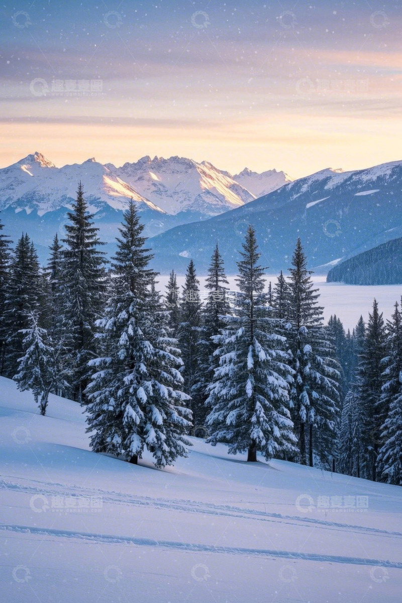 高清大图下载【趣麦麦图】雪山森林雪景自然风光