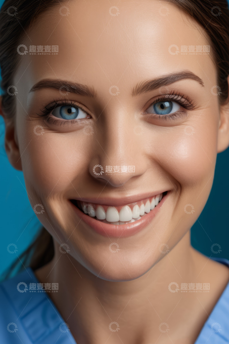 高清大图下载【趣麦麦图】微笑年轻女性面部特写