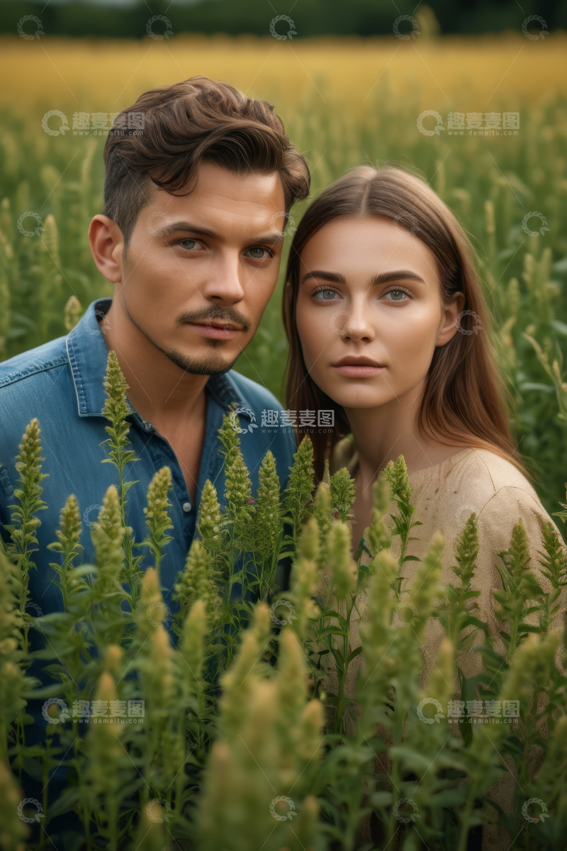 高清大图下载【趣麦麦图】田野中男女肖像