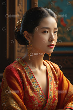 身着古装的东方女子肖像