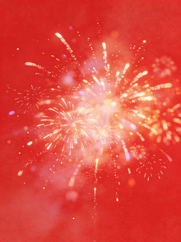 红色烟花绽放夜空