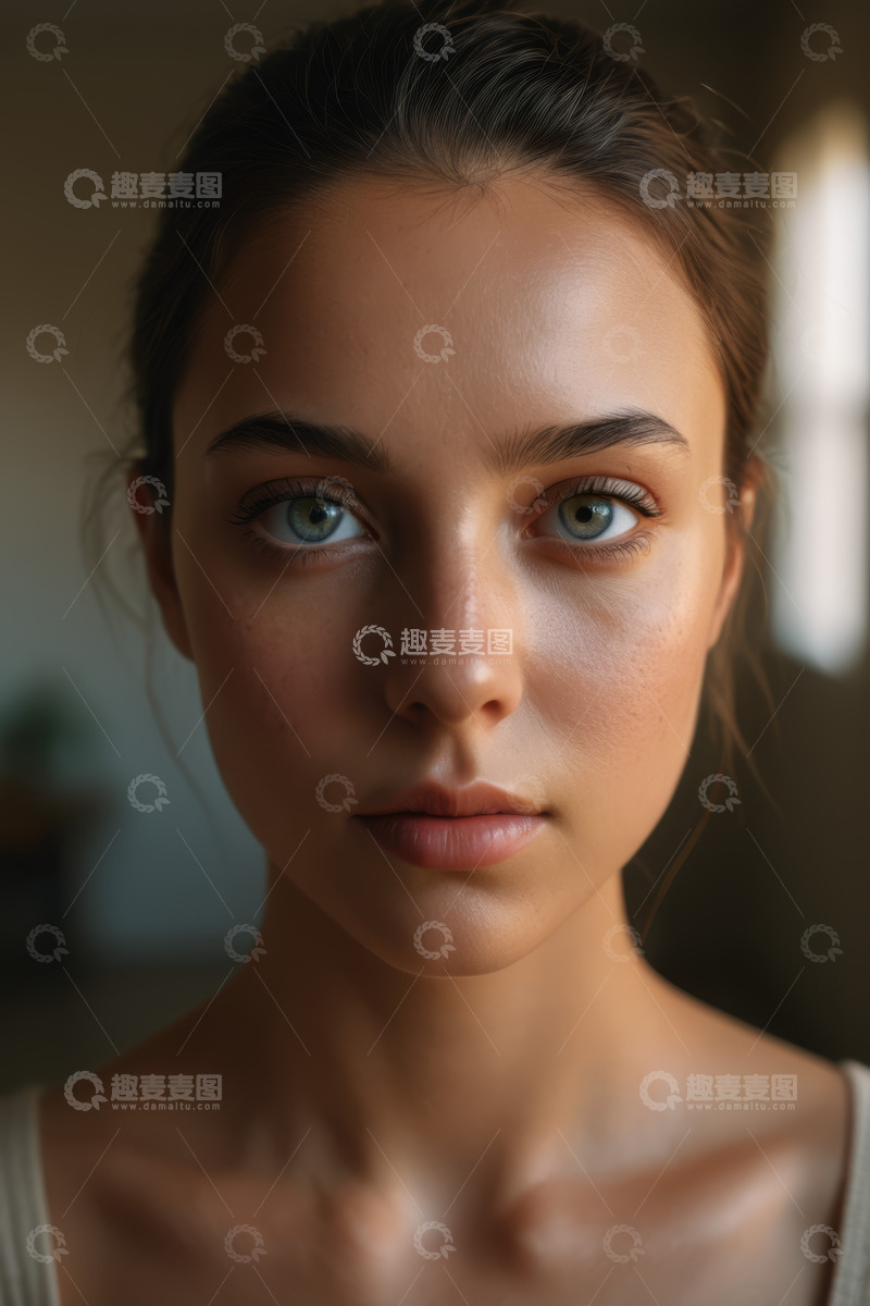 高清大图下载【趣麦麦图】年轻女孩面部特写肖像