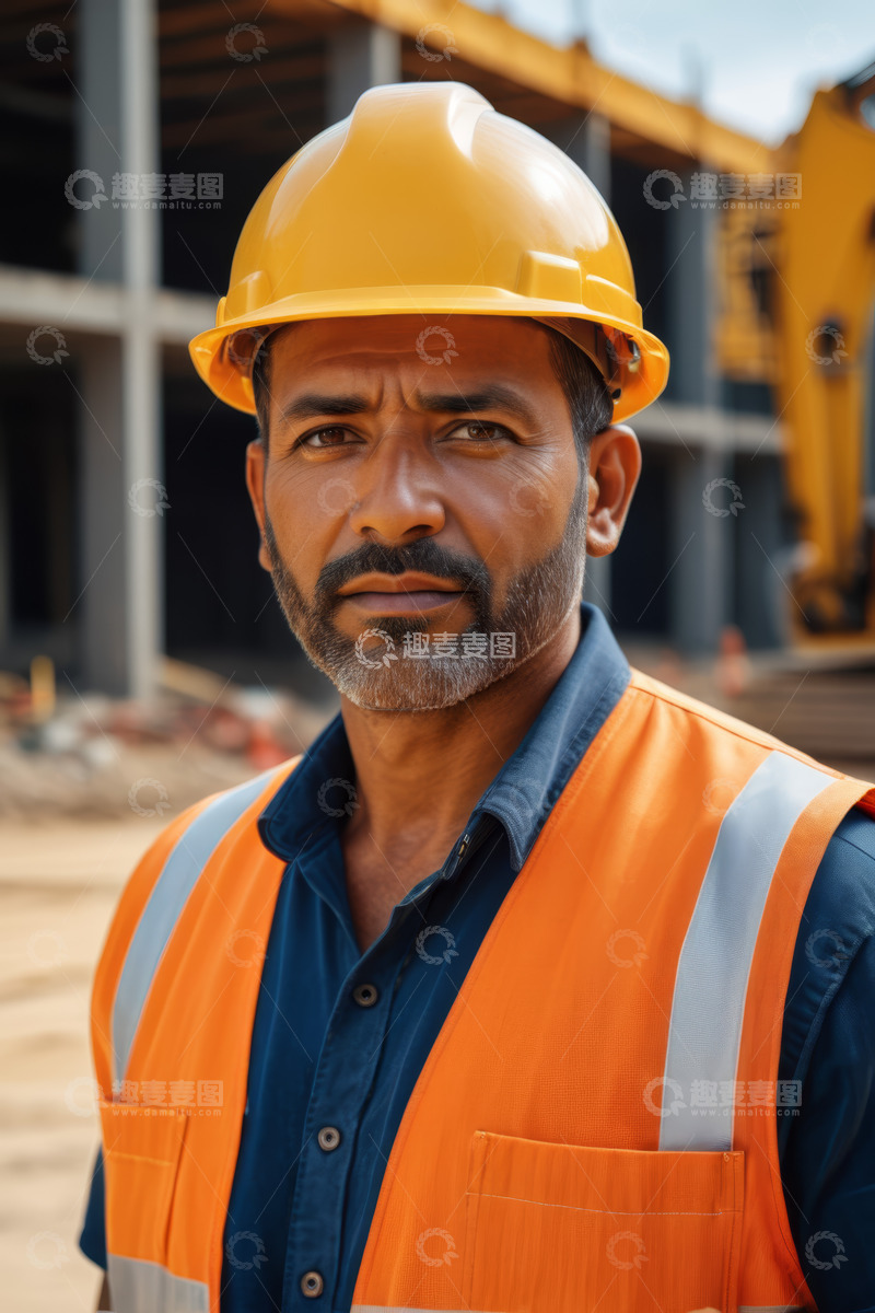 高清大图下载【趣麦麦图】建筑工地工人正面特写