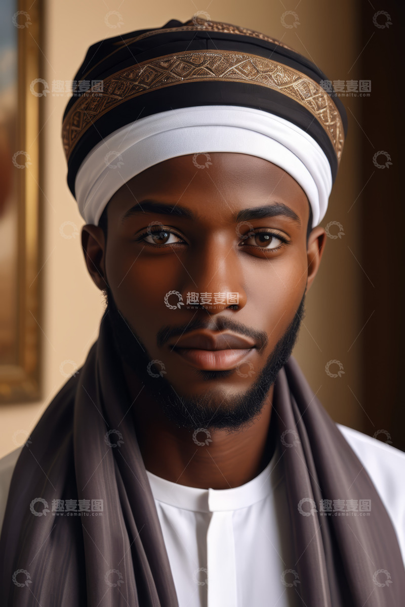 高清大图下载【趣麦麦图】戴头巾的非洲裔男子肖像