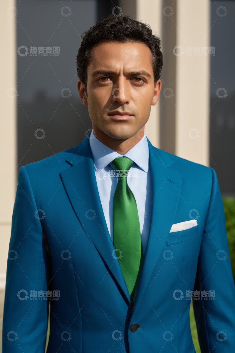 高清大图下载【趣麦麦图】身着蓝色西装的商务男士