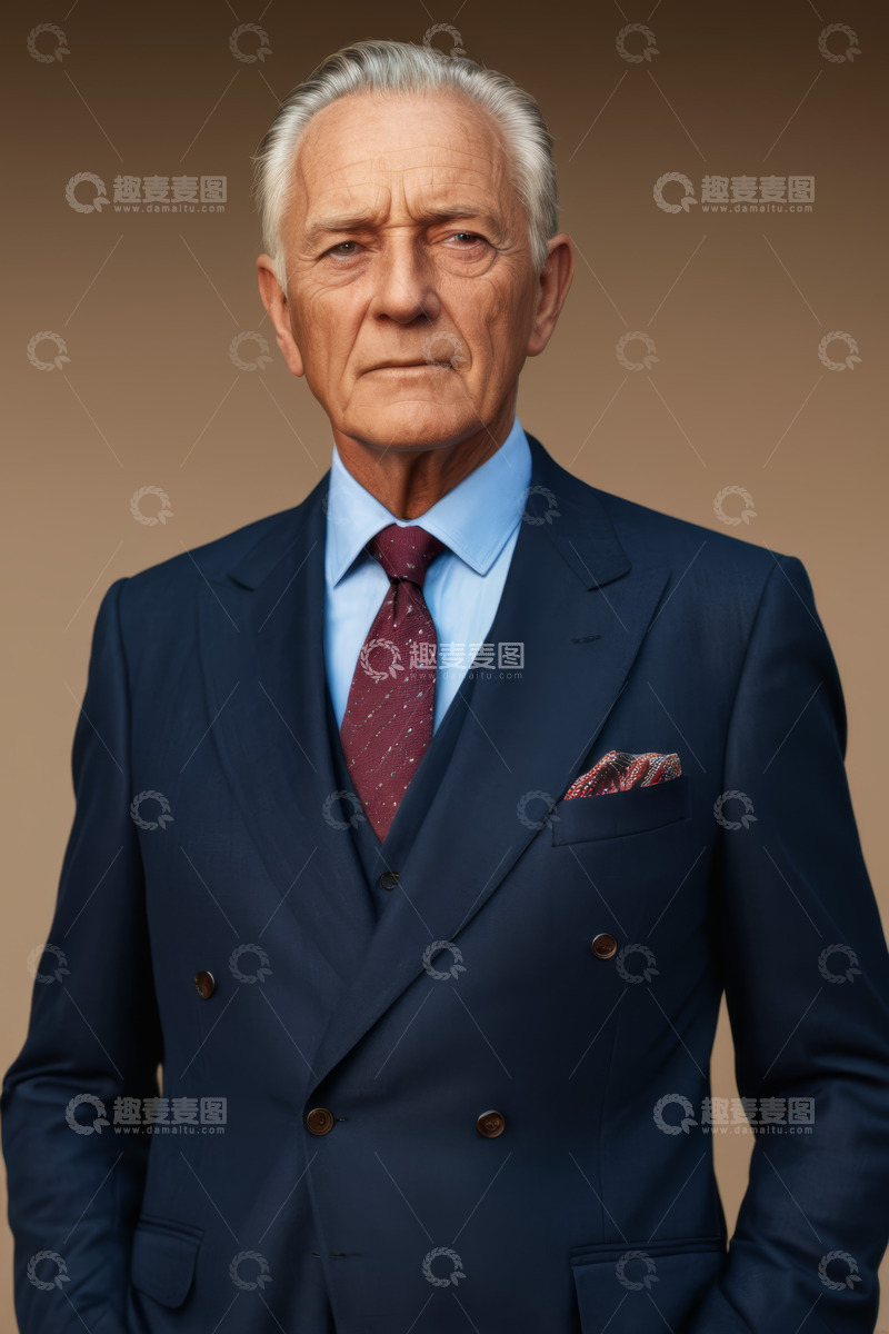 高清大图下载【趣麦麦图】穿着西装的老年男性肖像