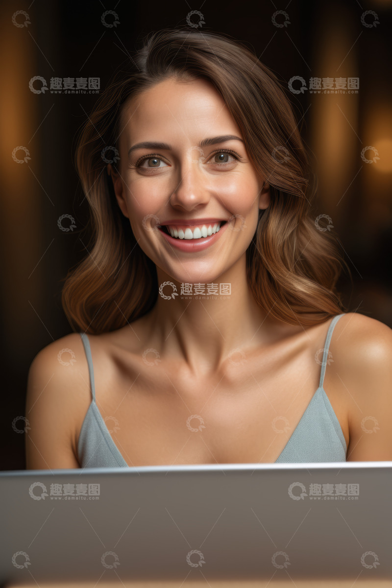 高清大图下载【趣麦麦图】室内微笑的年轻女性近景