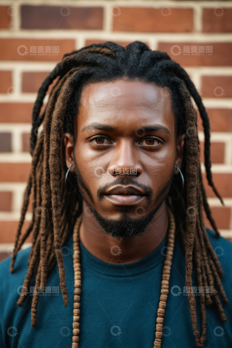 高清大图下载【趣麦麦图】留脏辫的非洲裔男子特写