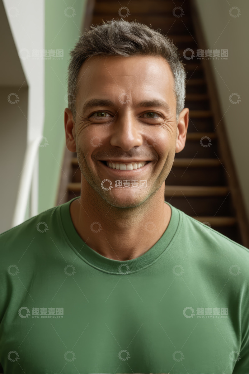 高清大图下载【趣麦麦图】微笑男士肖像特写