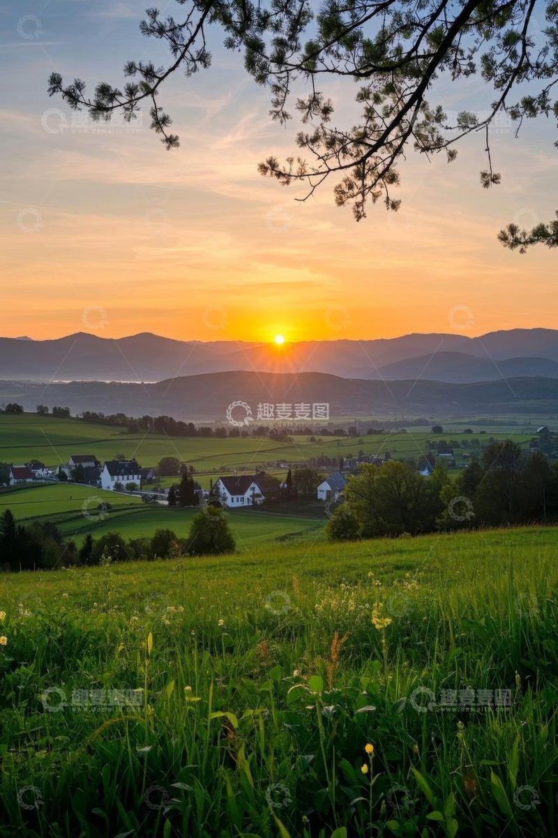 高清大图下载【趣麦麦图】田园日落乡村美景