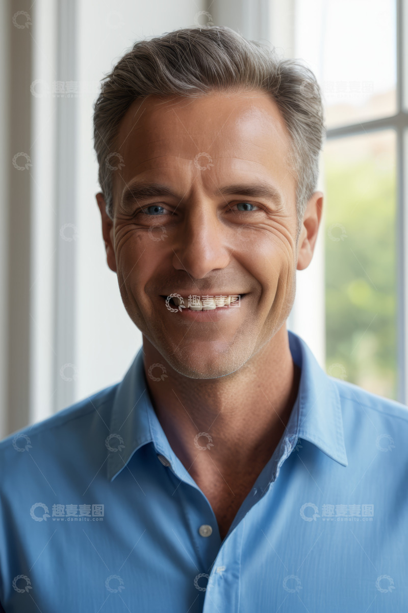 高清大图下载【趣麦麦图】微笑男士半身肖像特写