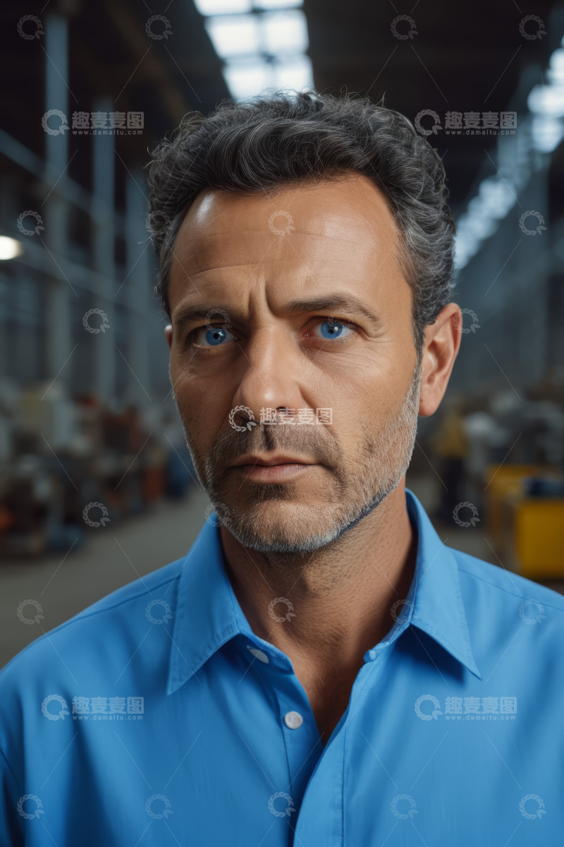 高清大图下载【趣麦麦图】工厂内男士正面肖像