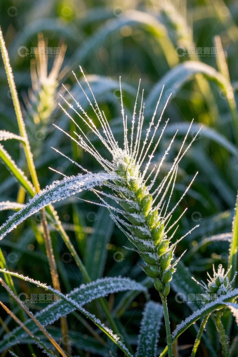 高清大图下载【趣麦麦图】覆盖霜花的小麦特写