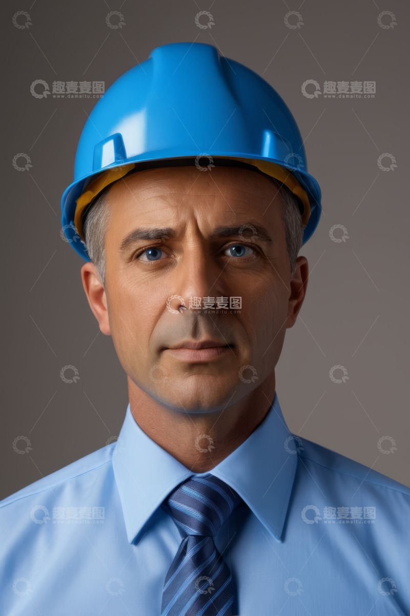 高清大图下载【趣麦麦图】戴安全帽的商务男性肖像