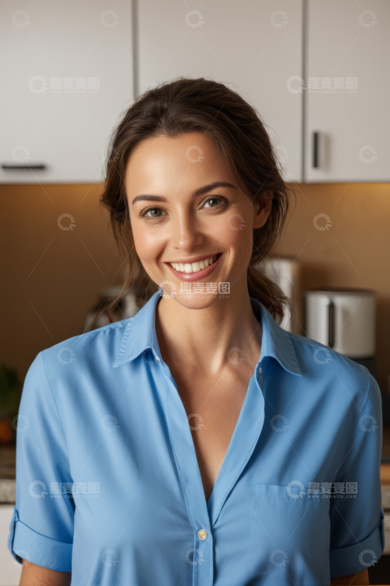 高清大图下载【趣麦麦图】微笑女人室内半身肖像