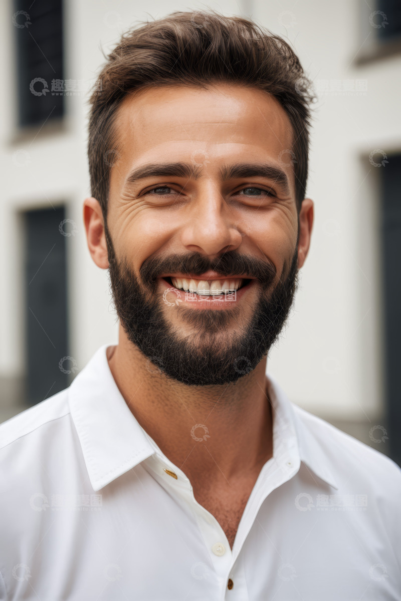 高清大图下载【趣麦麦图】微笑男士户外半身肖像