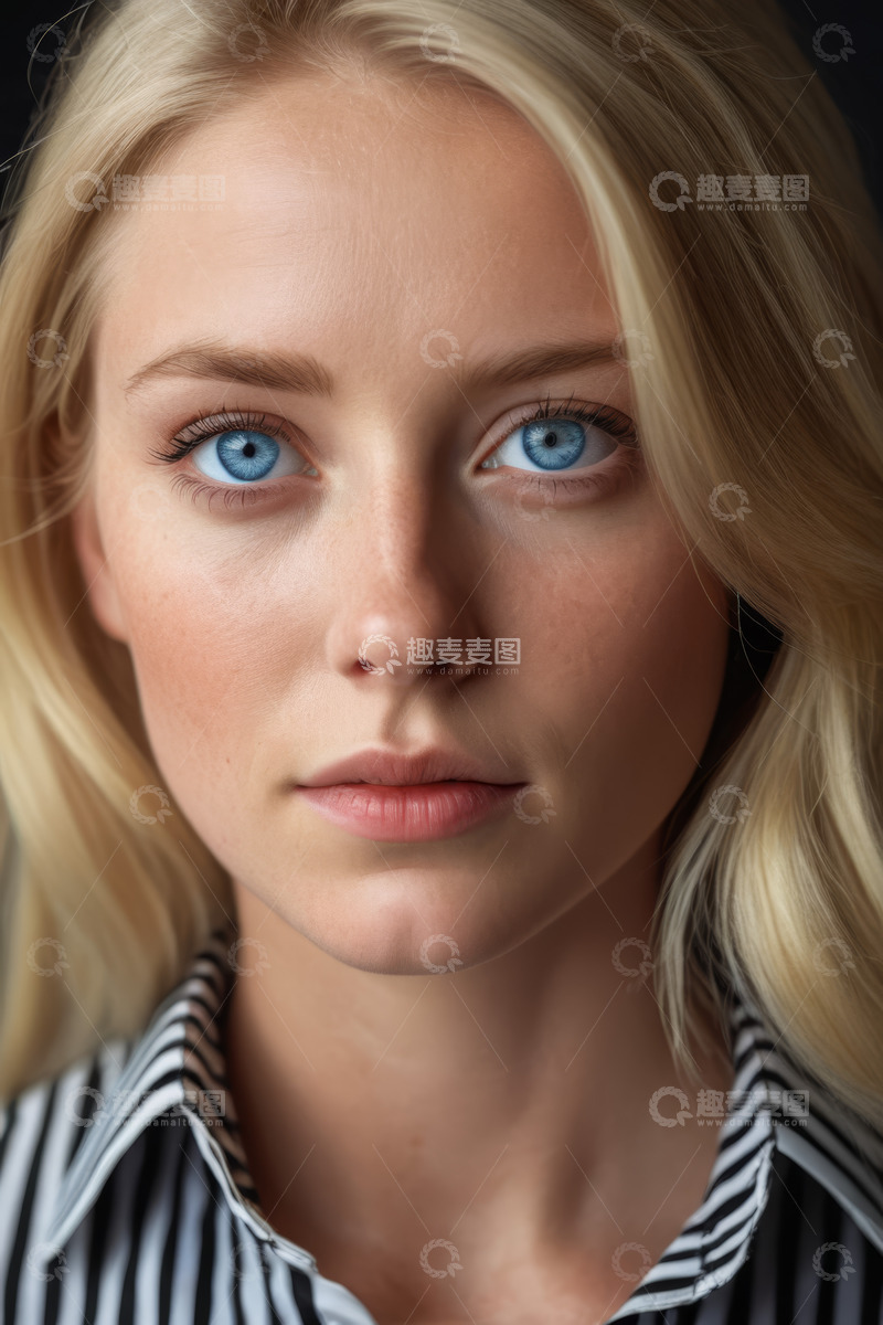 高清大图下载【趣麦麦图】金发女子面部特写